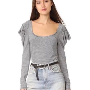 Free People Penelope Puff Shoulder Long Sleeve Top NWT Medium
